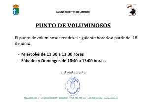 Nuevo horario Punto de Voluminosos