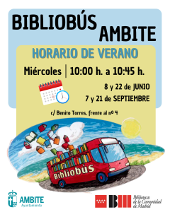 BIBLIOBÚS. HORARIO DE VERANO 2022